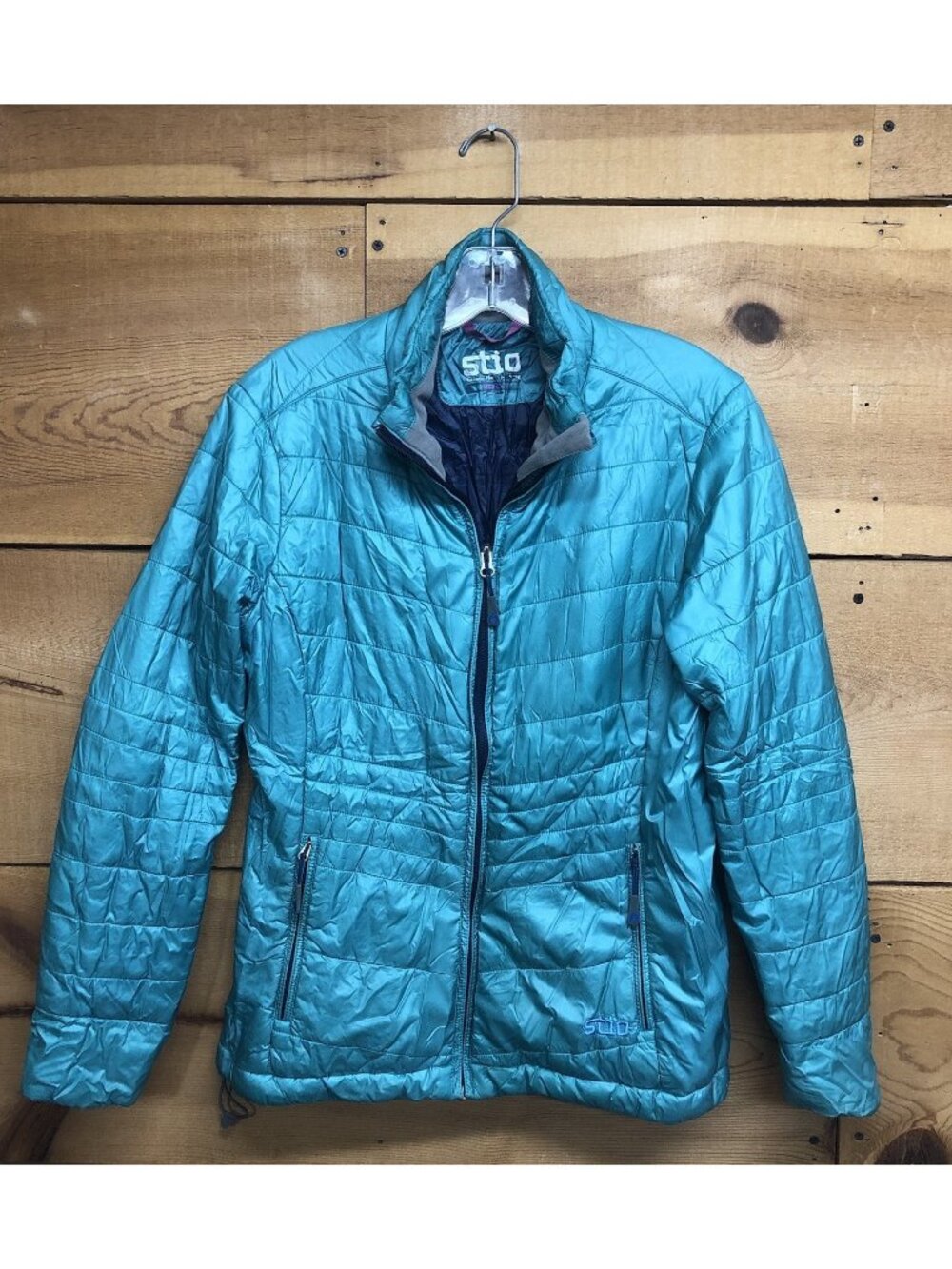 STIO Primaloft Puffer Insulated Jacket Womens Size Medium Full Zip Teal Nylon
